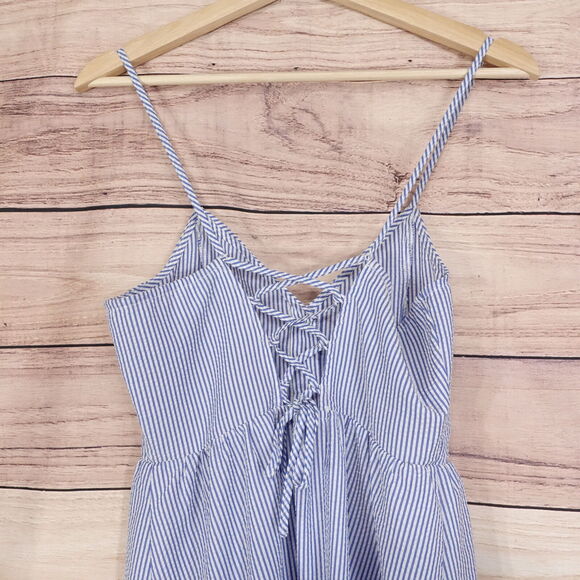 DIVIDED BY H&M BLUE WHITE STRIPED SEERSUCKER BUTTON UP DRESS WOMENS SIZE 2 - Picture 5 of 8
